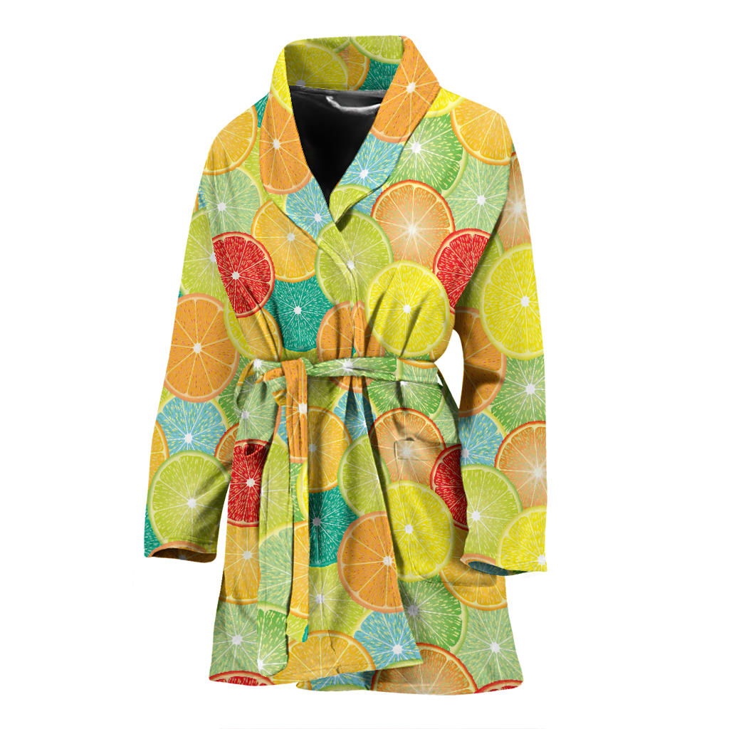 Citrus Pattern Print Design 01 Women Bathrobe