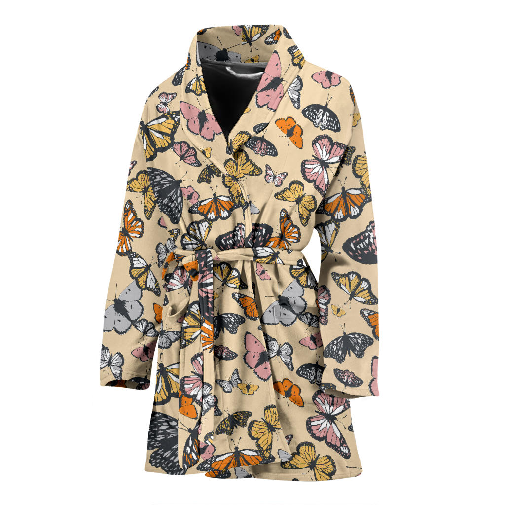 Butterfly Pattern Print Design 04 Women Bathrobe