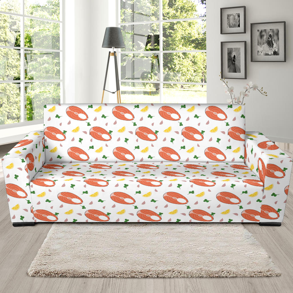 Salmon Steak Print Design LKS303 Sofa Slipcover