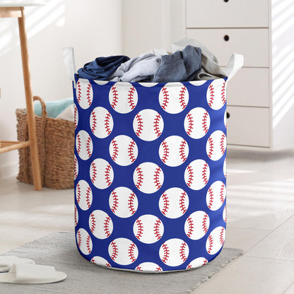 Baseball Blue Background Laundry Basket