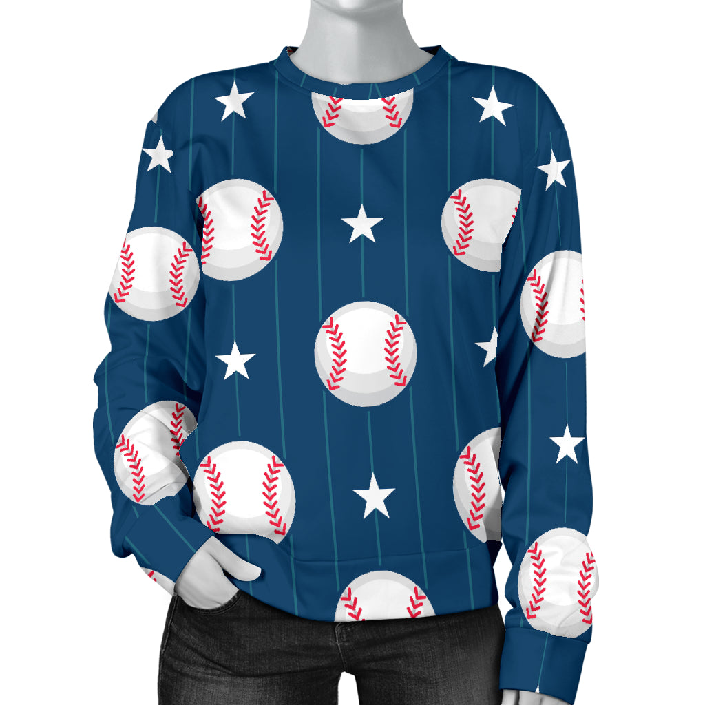 Baseball Star Print Pattern Women Long Sleeve Sweatshirt
