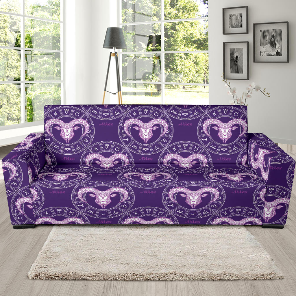 Aries Zodiac Pattern Print Design 02 Sofa Slipcover