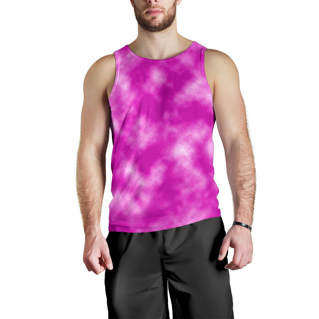 Tie Dye Pink Design Print Men Tank Top
