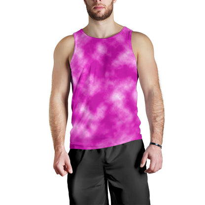 Tie Dye Pink Design Print Men Tank Top