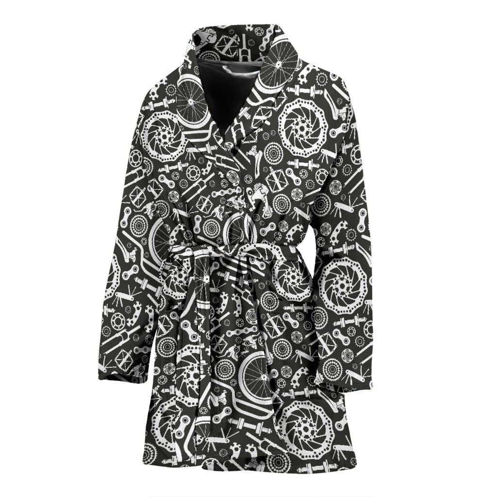 Bicycle Tools Pattern Print Design 02 Women Bathrobe