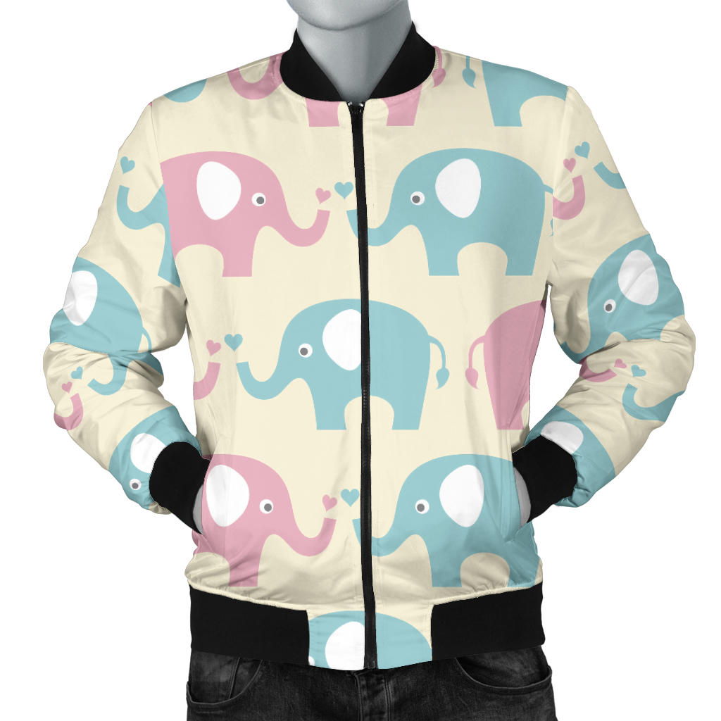 Elephant Baby Pastel Print Pattern Men Bomber Jacket