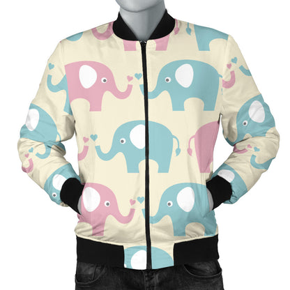 Elephant Baby Pastel Print Pattern Men Bomber Jacket