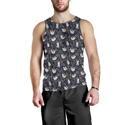 Sloth Happy Design Themed Print Men Tank Top