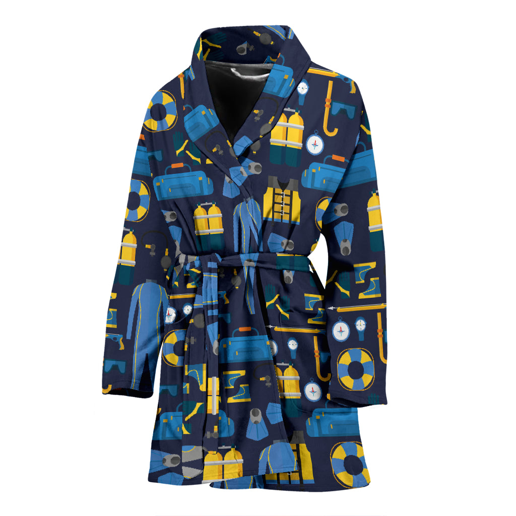 Scuba Equipment Print Design LKS305 Women Bathrobe