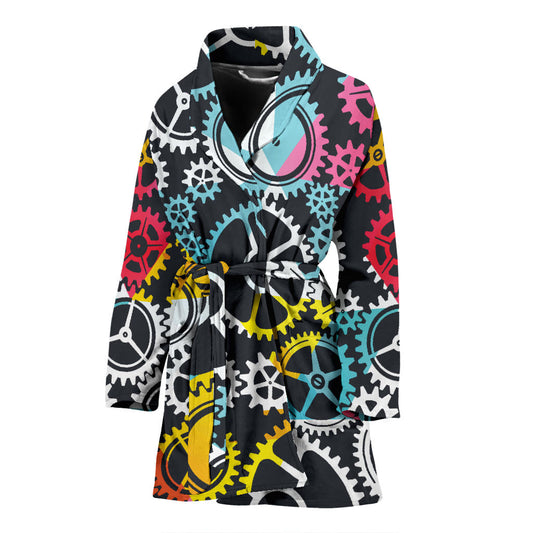 Mechanic Pattern Print Design 02 Women Bathrobe