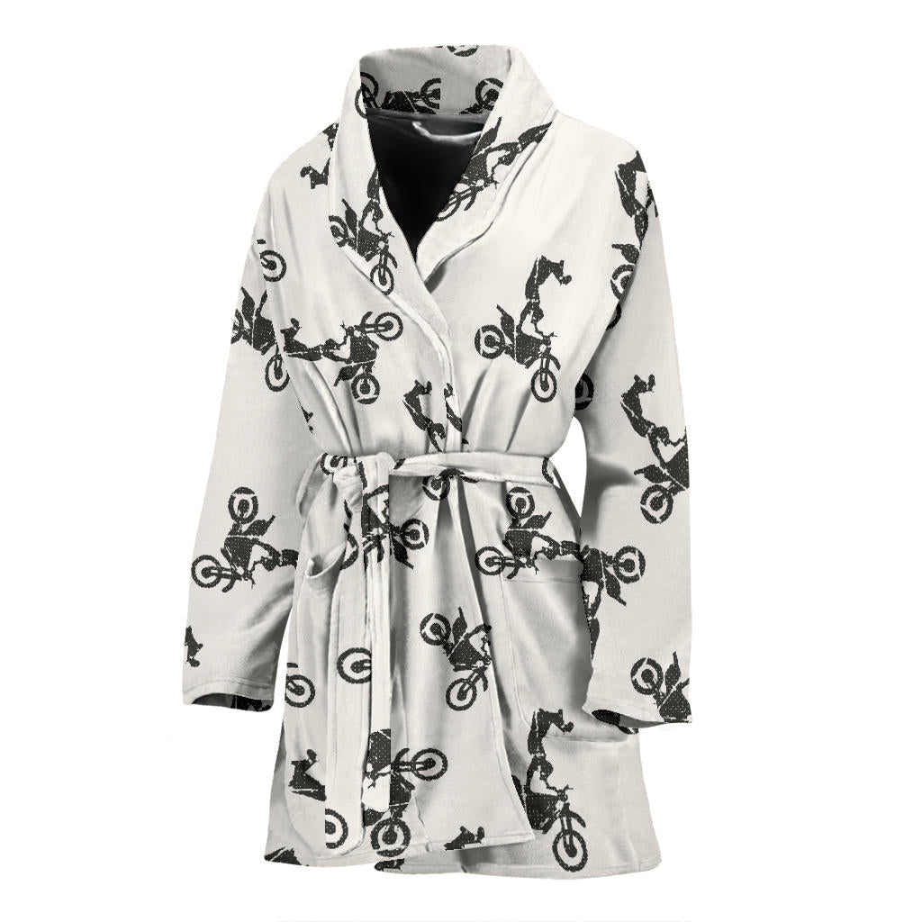 Motocross Pattern Print Design 03 Women Bathrobe
