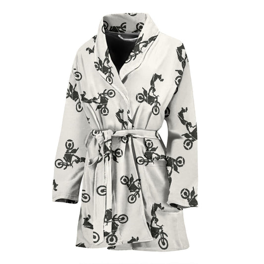 Motocross Pattern Print Design 03 Women Bathrobe