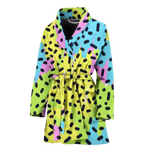 90s Pattern Print Design 2 Women Bathrobe