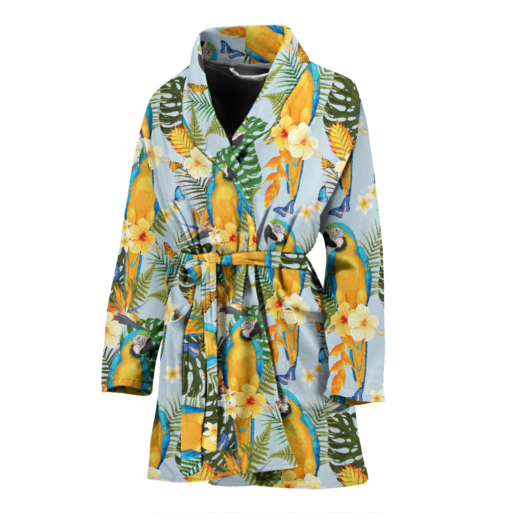 Parrot Pattern Print Design A04 Women Bathrobe