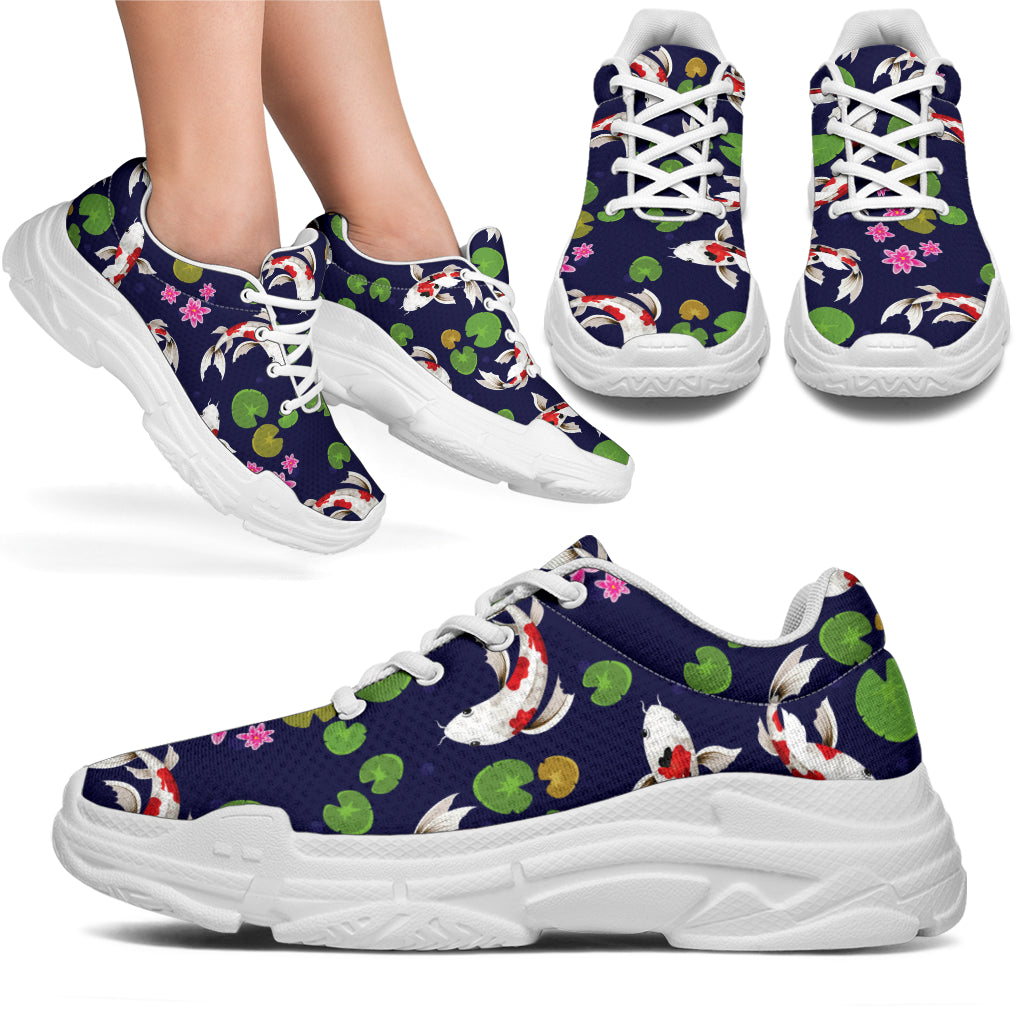 Koi Carp Pattern Design Themed Print Chunky Sneakers