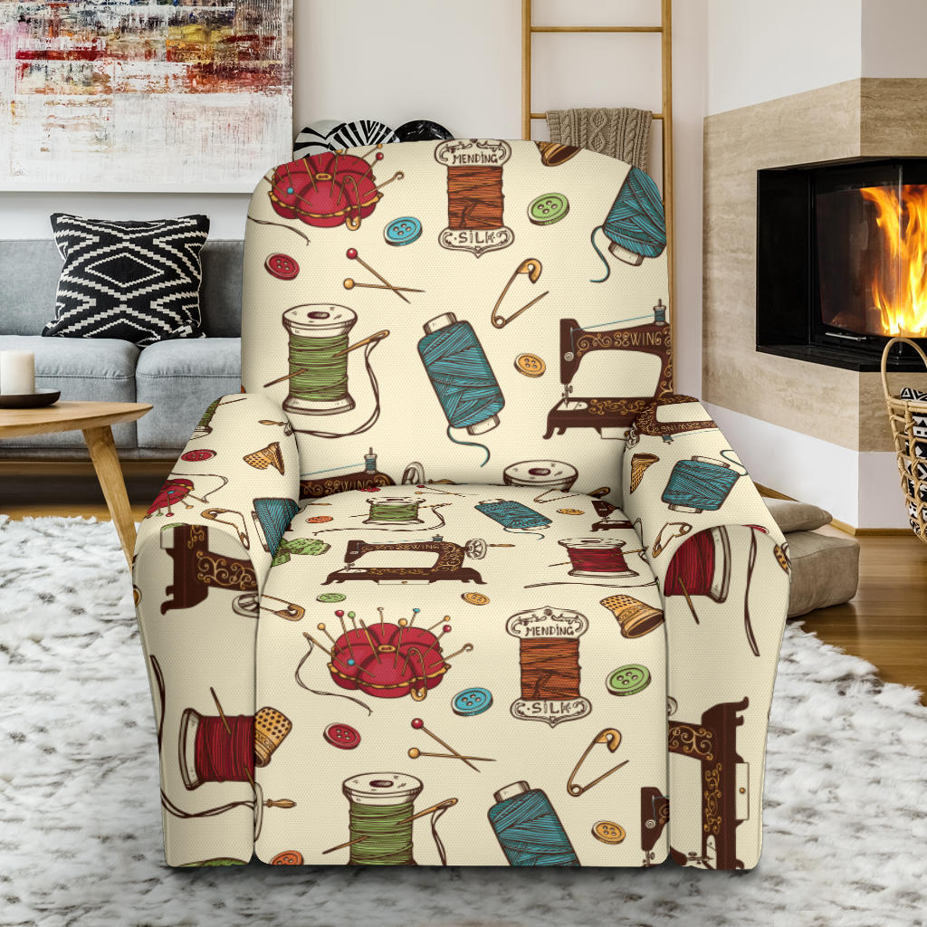Sewing Equipment Print Design LKS303 Recliner Slipcover with Pocket