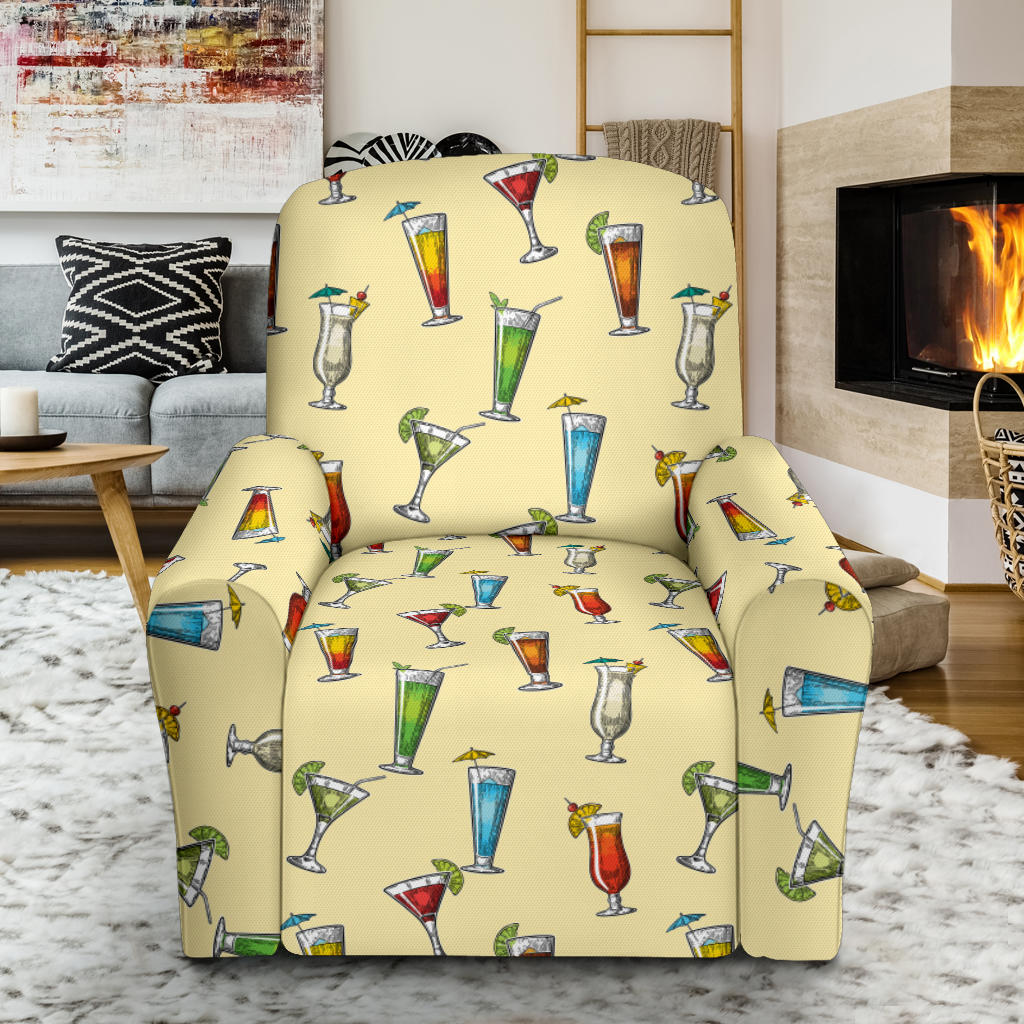 Cocktail Pattern Print Design 02 Recliner Slipcover with Pocket
