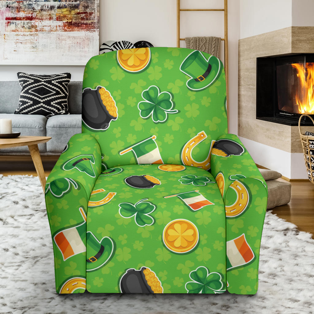 Shamrock Saint Patrick's Day Print Design LKS302 Recliner Slipcover with Pocket