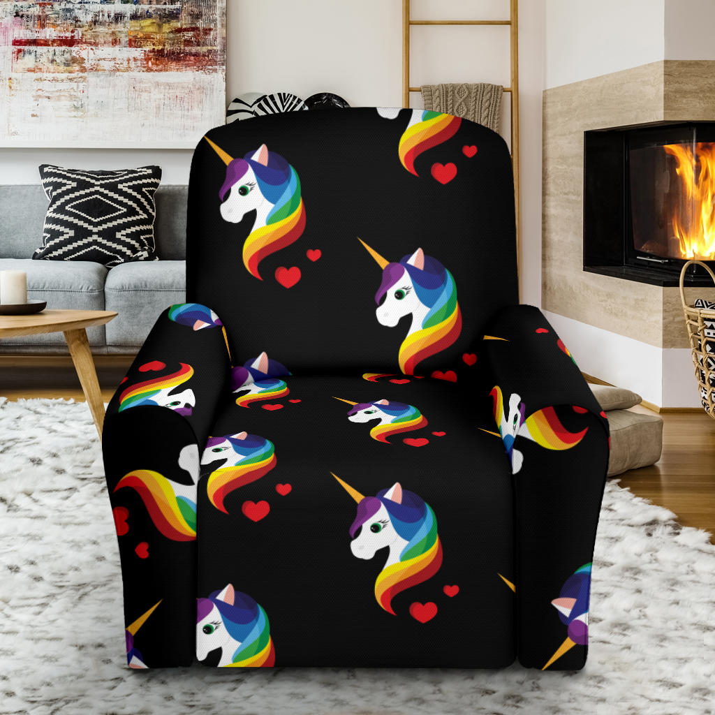 Rainbow Unicorn Pattern Print Design A03 Recliner Slipcover with Pocket