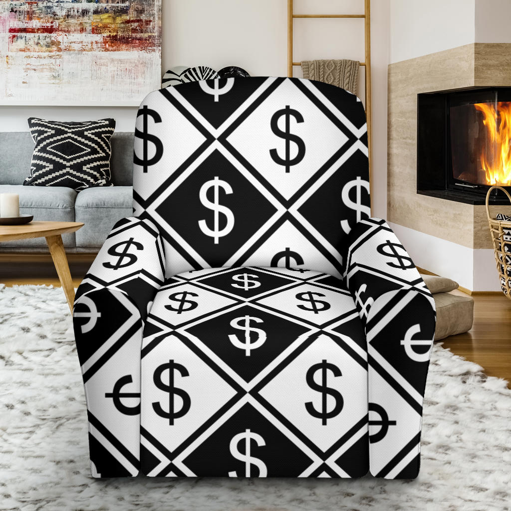Money Pattern Print Design 04 Recliner Slipcover with Pocket