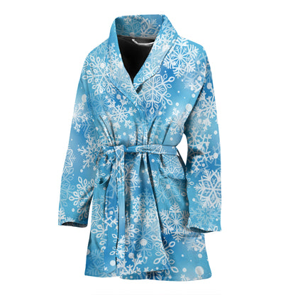 Snowflake Blue Print Design LKS301 Women Bathrobe
