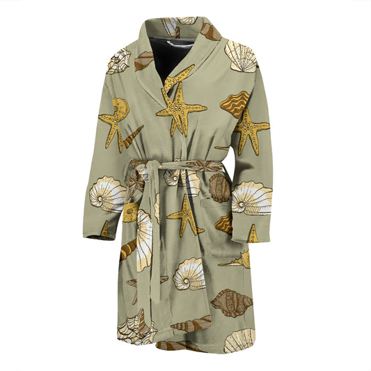 Seashell Beach Print Design LKS303 Men Bathrobe