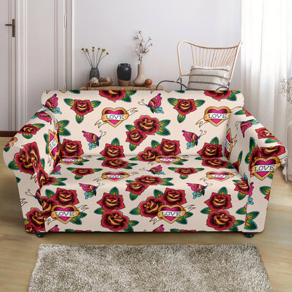Tattoo Rose Print Design LKS302 Loveseat Couch Slipcover