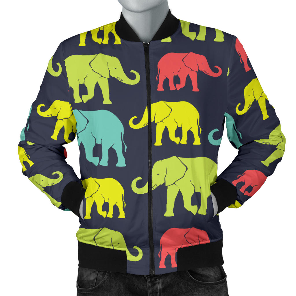 Elephant Neon Color Print Pattern Men Bomber Jacket