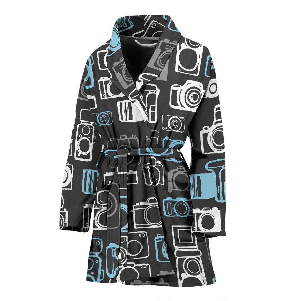 Camera Pattern Print Design 04 Women Bathrobe