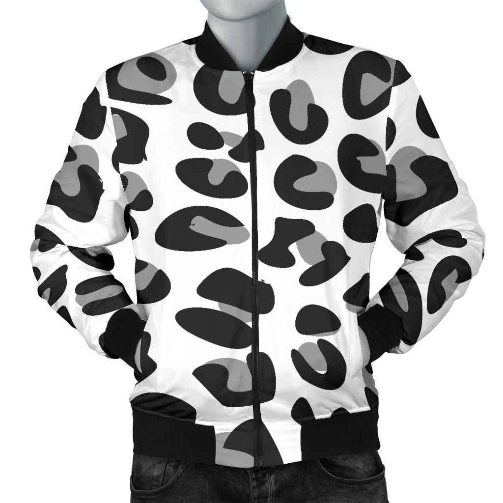Snow Leopard Skin Print  Men Bomber Jacket