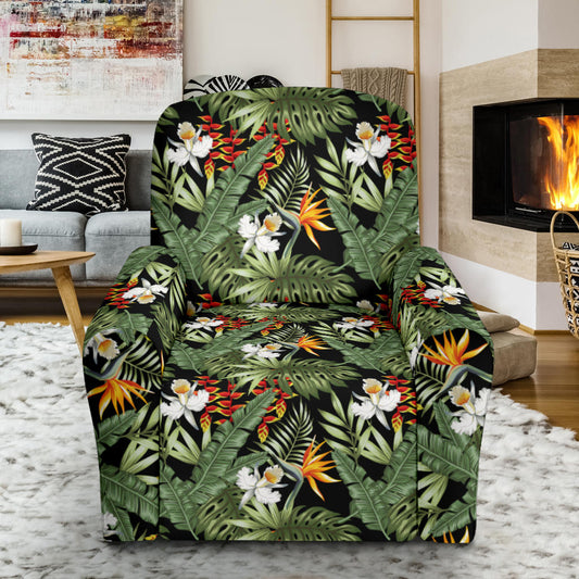 Bird Of Paradise Pattern Print Design 02 Recliner Slipcover with Pocket