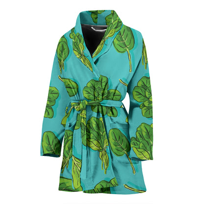 Spinach Print Design LKS301 Women Bathrobe