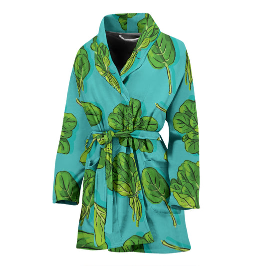Spinach Print Design LKS301 Women Bathrobe