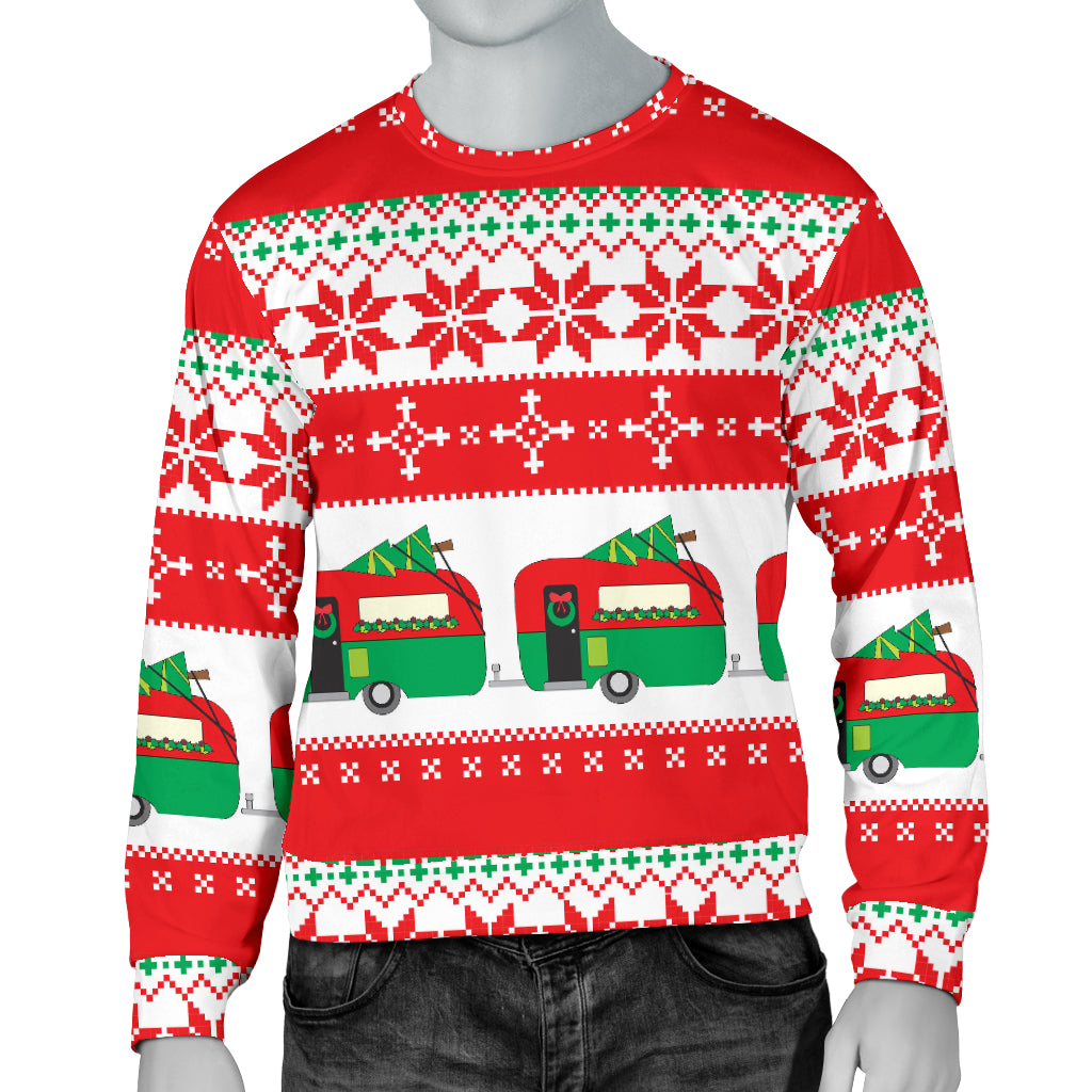 Camper Camping Ugly Christmas Design Print Men Long Sleeve Sweatshirt