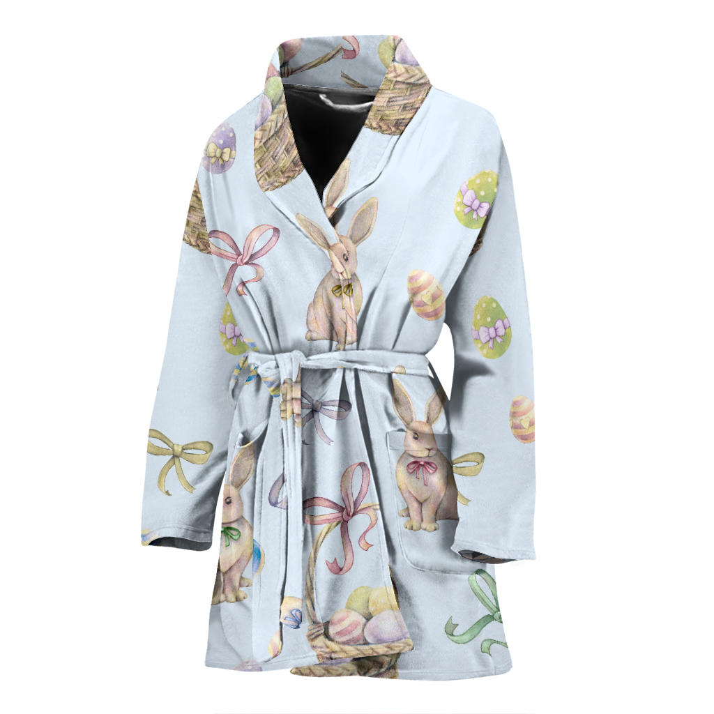 Rabbit Easter Eggs Pattern Print Design 03 Women Bathrobe