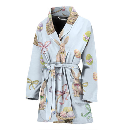 Rabbit Easter Eggs Pattern Print Design 03 Women Bathrobe