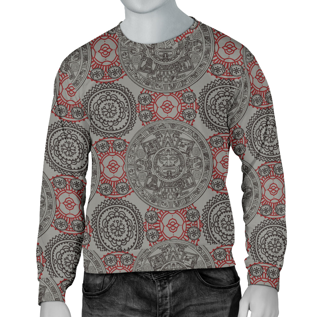 Calendar Aztec Style Print Pattern Men Long Sleeve Sweatshirt