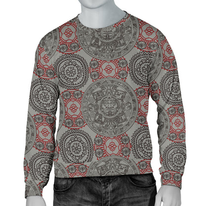 Calendar Aztec Style Print Pattern Men Long Sleeve Sweatshirt