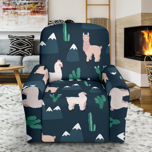Llama Pattern Print Design 06 Recliner Slipcover with Pocket