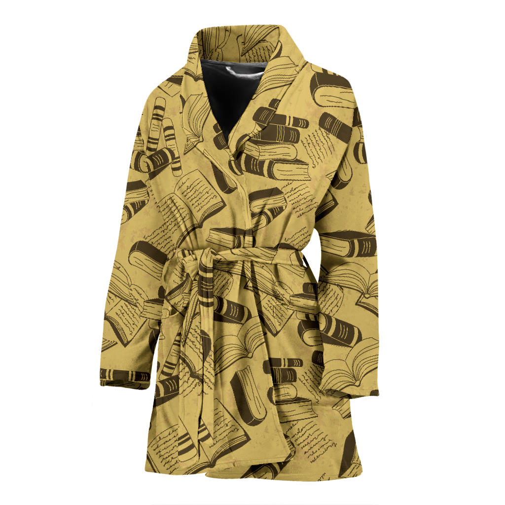 Book Pattern Print Design 02 Women Bathrobe