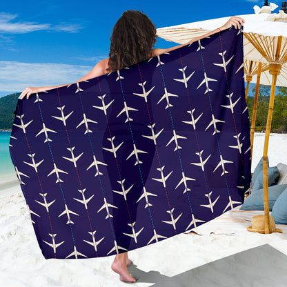 Airplane Pattern Print Design 03 Sarong Pareo Wrap
