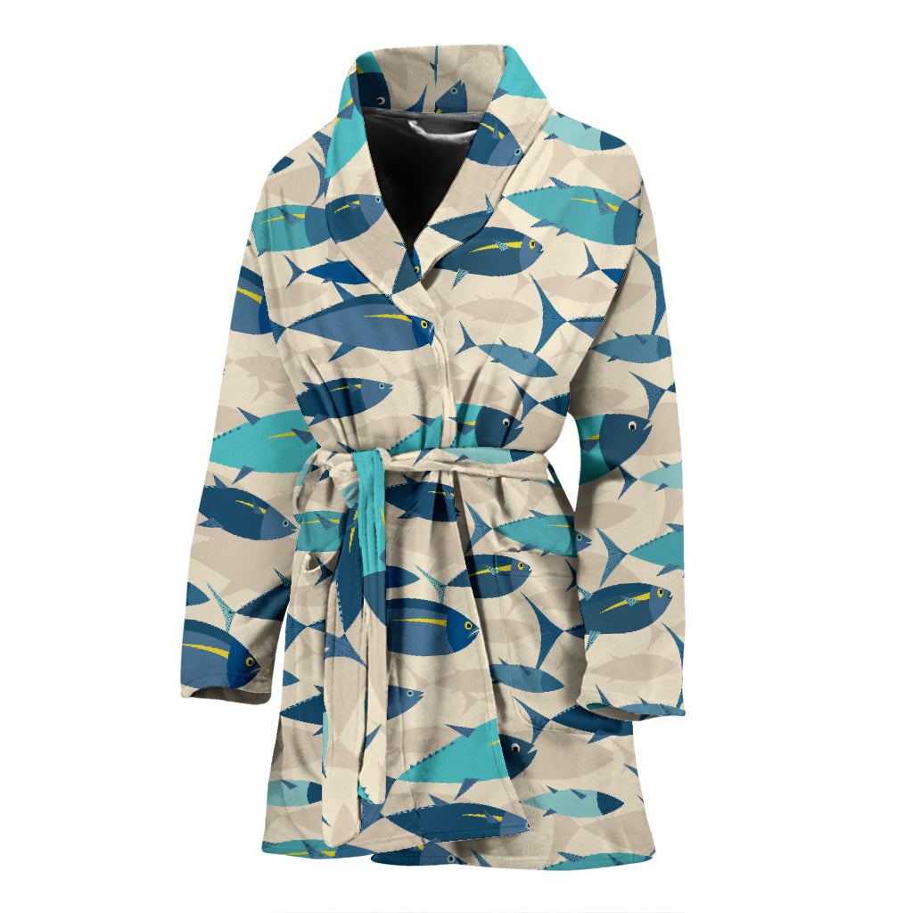 Tuna Fish Print Design LKS302 Women Bathrobe