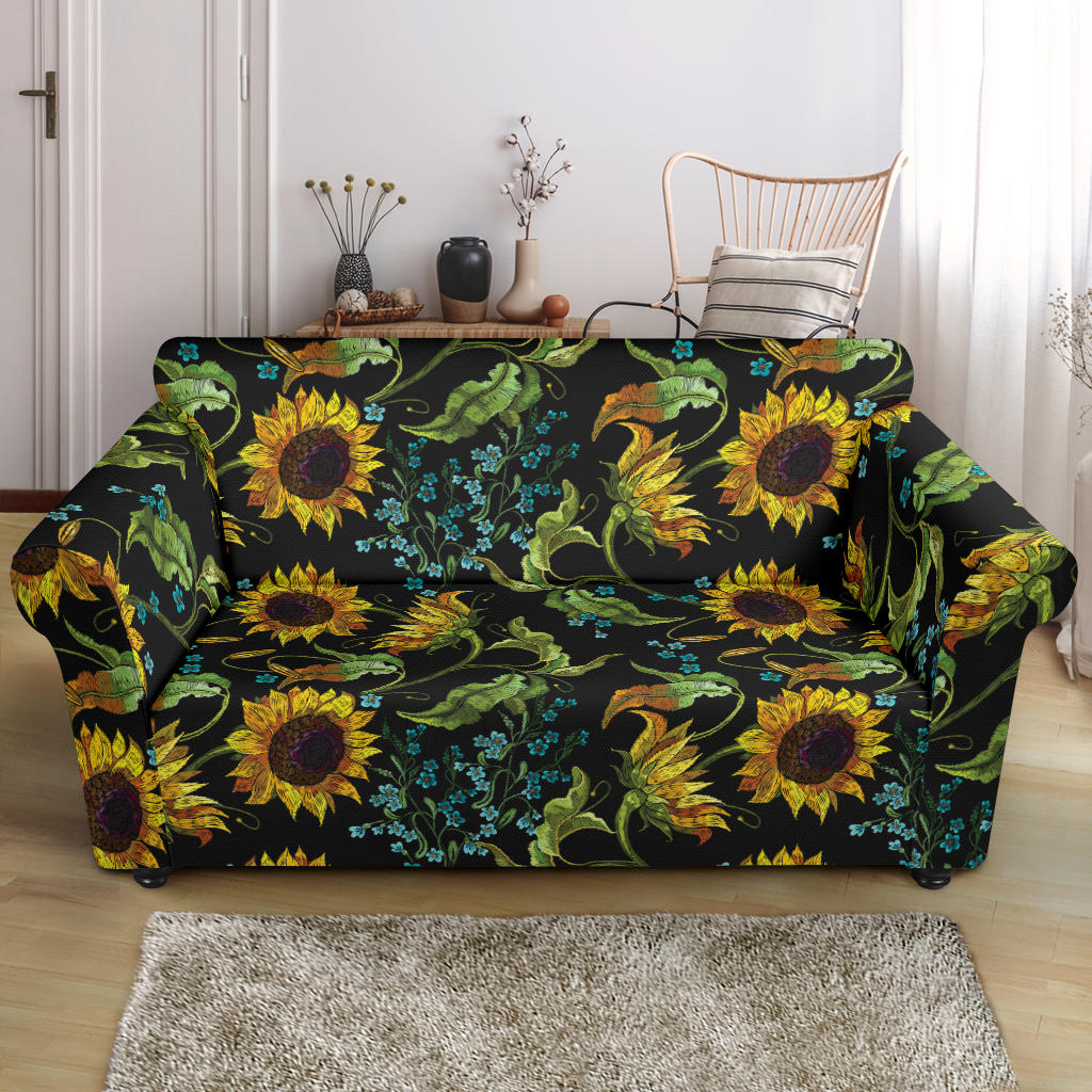 Sunflower Print Design LKS308 Loveseat Couch Slipcover