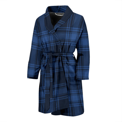Tartan Blue Print Design LKS304 Men Bathrobe