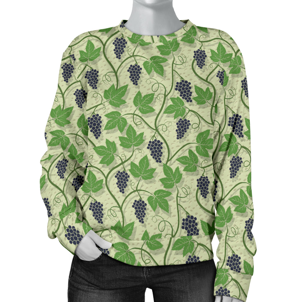 Wine Grape Thmed Print Women Long Sleeve Sweatshirt