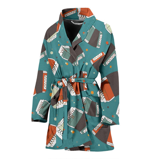 Accordion Pattern Print Design 02 Women Bathrobe