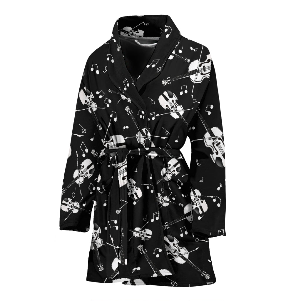 Violin Print Design LKS404 Women Bathrobe