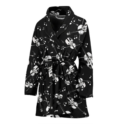 Violin Print Design LKS404 Women Bathrobe