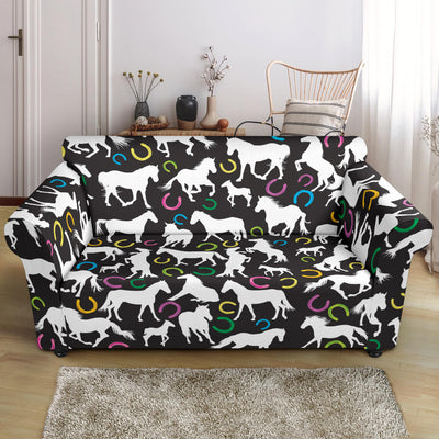 Horse Hoof Colorful Print Design LKS301 Loveseat Couch Slipcover