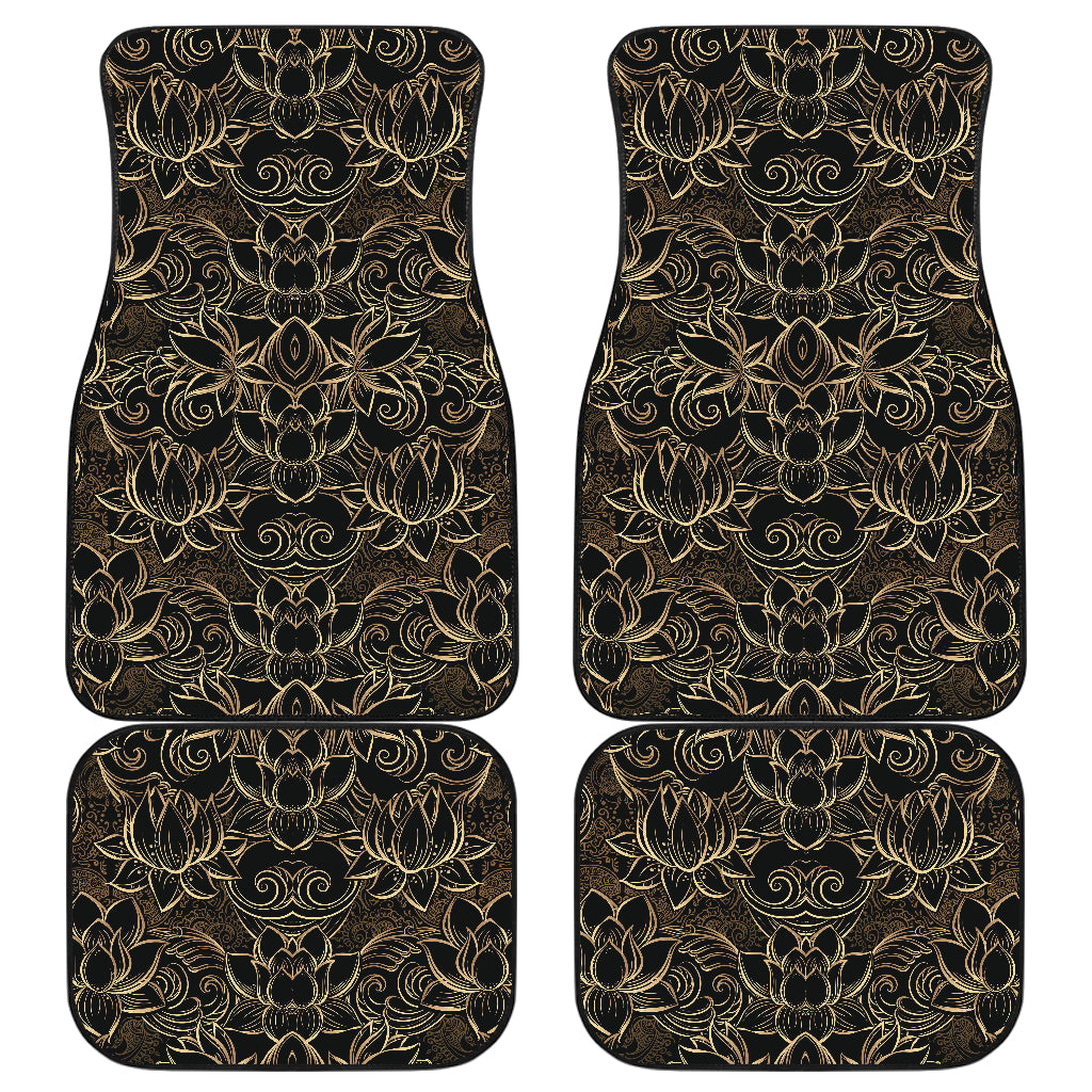 Lotus Gold Mandala Design Themed Car Floor Mats Front Back